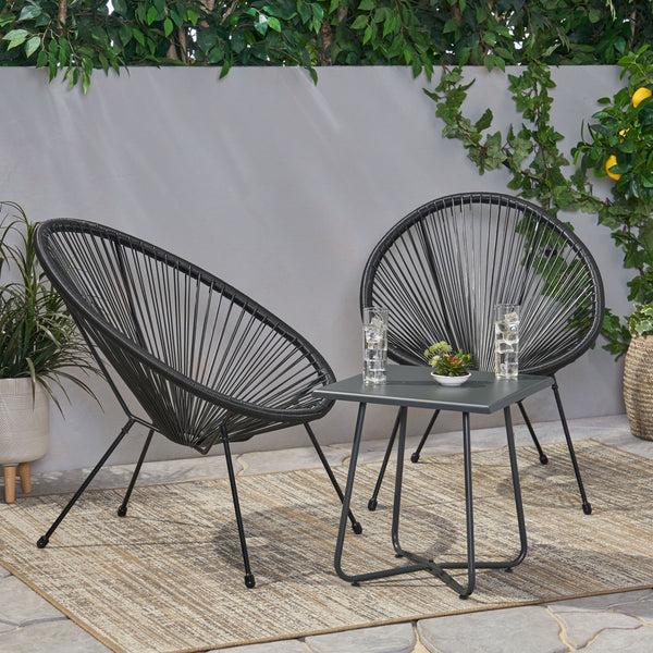 Gdf Studio Major Outdoor Woven 3 Piece Chat Set