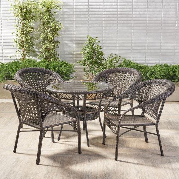 Gdf Studio Malibu 5pc Outdoor Wicker Dining Set