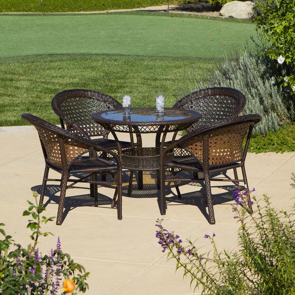 Gdf Studio Malibu 5pc Outdoor Wicker Dining Set