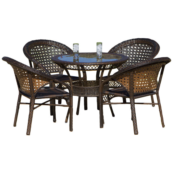 gdf studio Malibu 5pc Outdoor Wicker Dining Set
