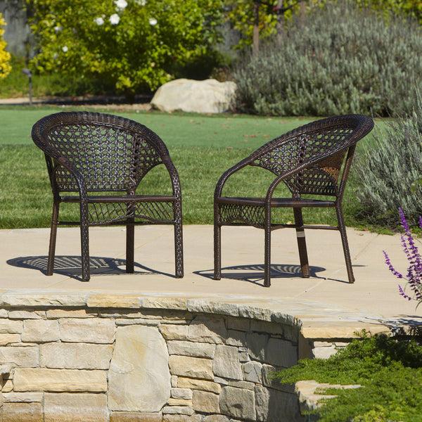 Gdf Studio Malibu Brown 2pk Wicker Club Chairs