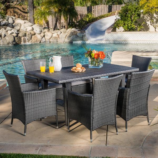 Gdf Studio Malta Outdoor 7pc Grey Dining Set