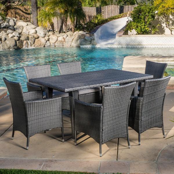 Gdf Studio Malta Outdoor 7pc Grey Dining Set