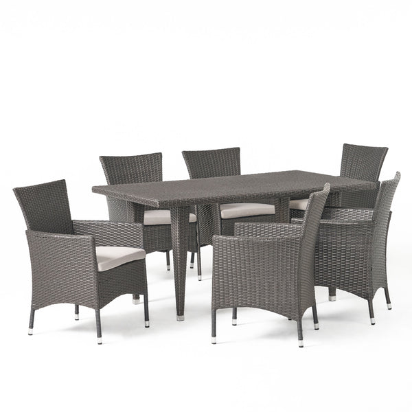 gdf studio Malta Outdoor 7pc Grey Dining Set