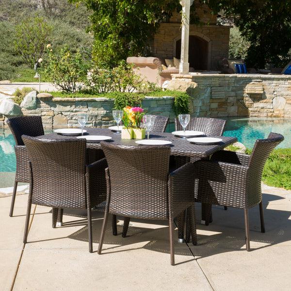 Gdf Studio Maple Outdoor 7-piece Wicker Dining Set