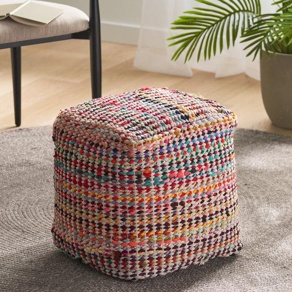 Gdf Studio Marcela Handcrafted Boho Fabric Pouf