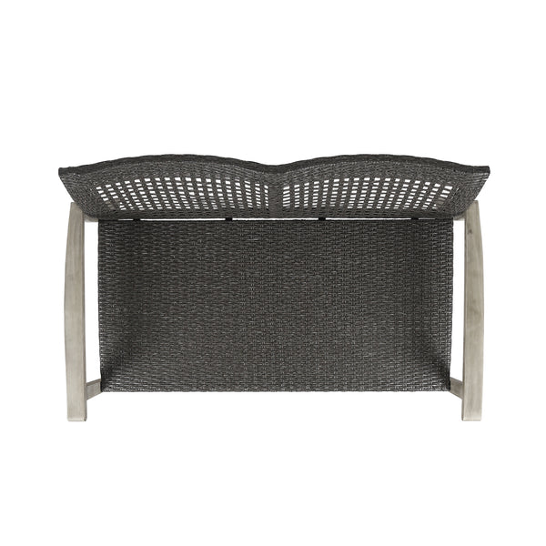 Gdf Studio Marcia Outdoor Wood And Wicker Loveseat