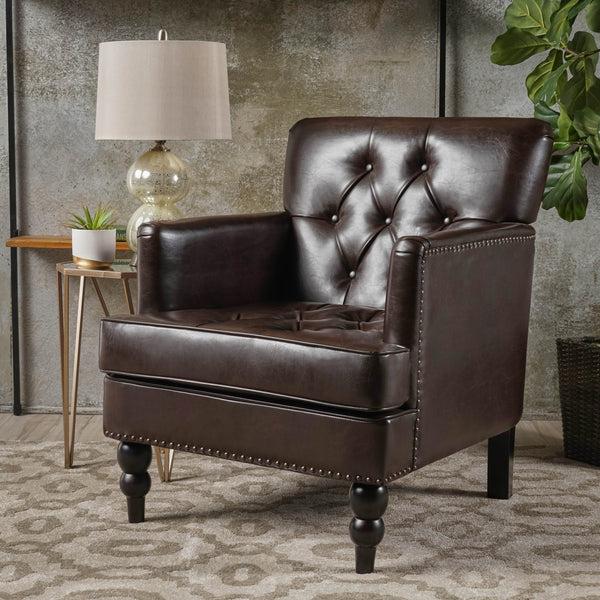 Gdf Studio Medford Brown Leather Club Chair