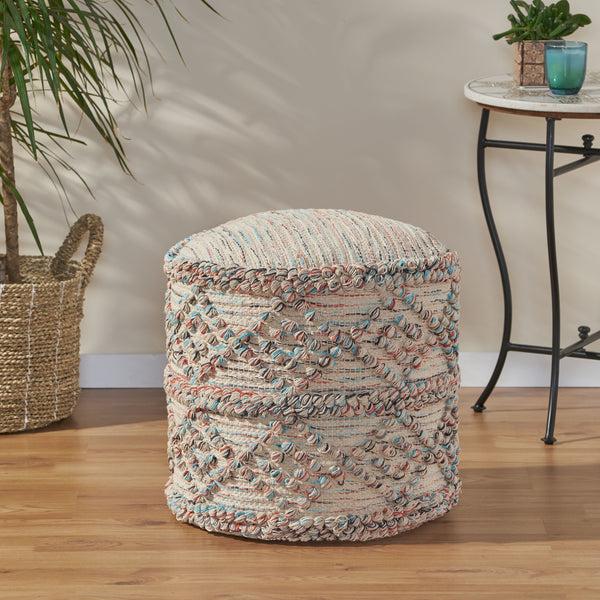 Gdf Studio Mikai Boho Fabric Cylinder Pouf