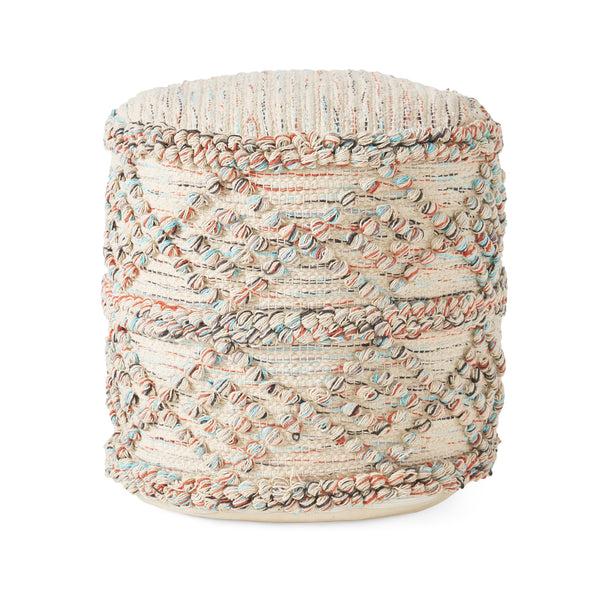 gdf studio Mikai Boho Fabric Cylinder Pouf