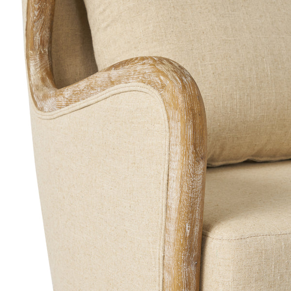 Gdf Studio Milton Beige Fabric Wing Chair
