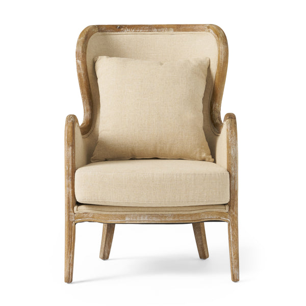 gdf studio Milton Beige Fabric Wing Chair