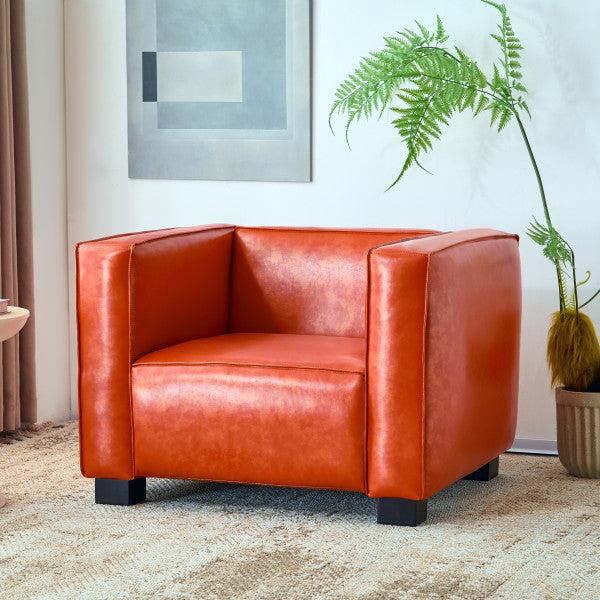 Gdf Studio Minkler Orange Faux Leather Arm Chair