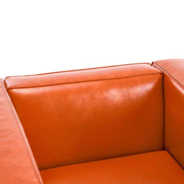 Gdf Studio Minkler Orange Faux Leather Arm Chair