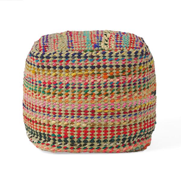 gdf studio Naholo Handcrafted Boho Fabric Pouf