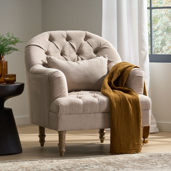 gdf studio Nelson Button Tufted Fabric Armchair