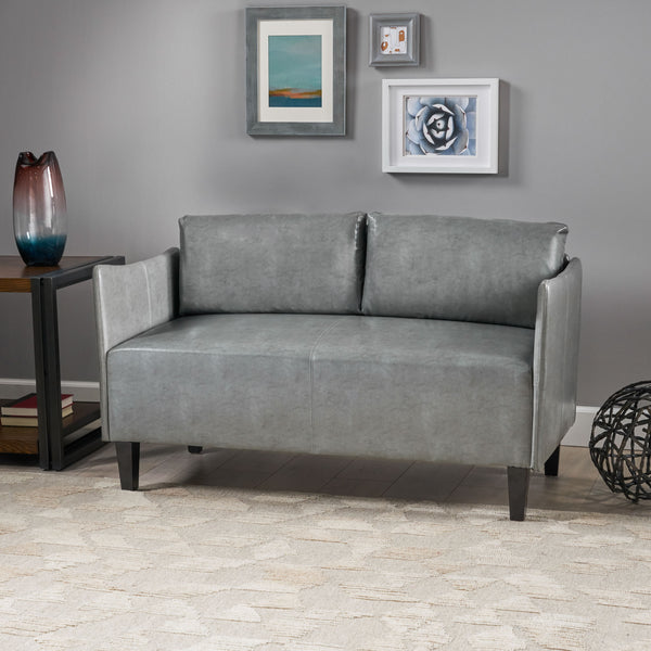 Gdf Studio Nile Grey Leather Loveseat