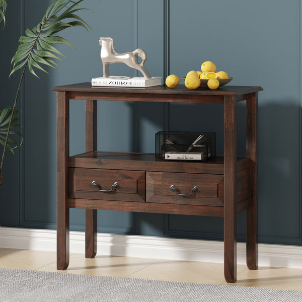 Gdf Studio Noah Brown Mahogany Wood Accent Table
