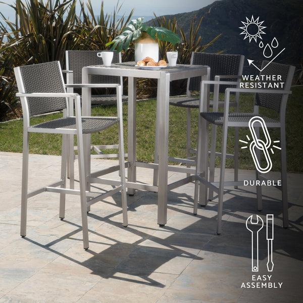 Gdf Studio Outdoor Aluminum 5 Piece Bar Set