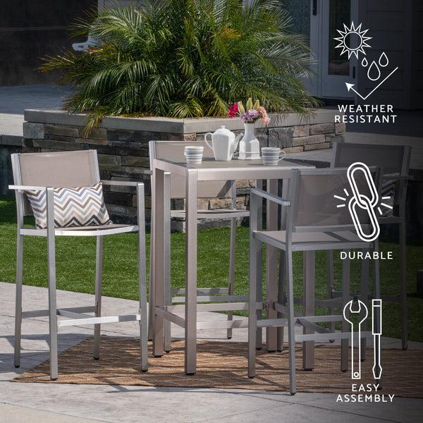 Gdf Studio Outdoor Aluminum 5 Piece Bar Set