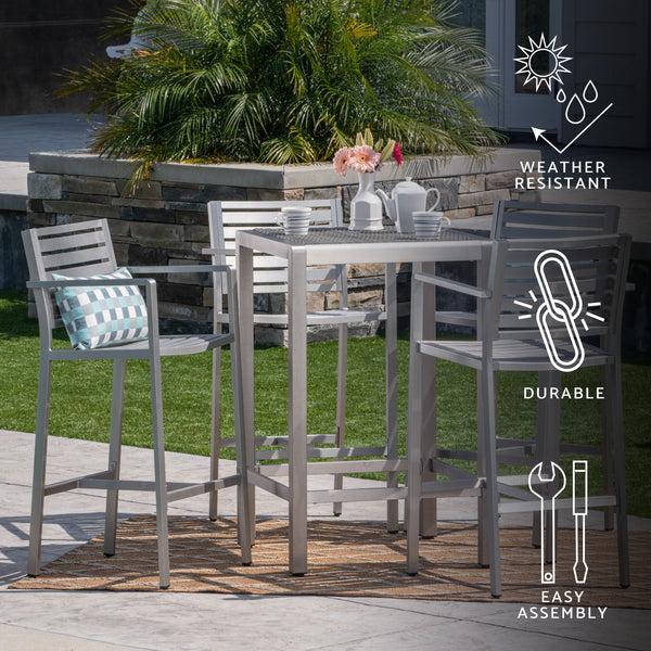 Gdf Studio Outdoor Aluminum 5 Piece Bar Set