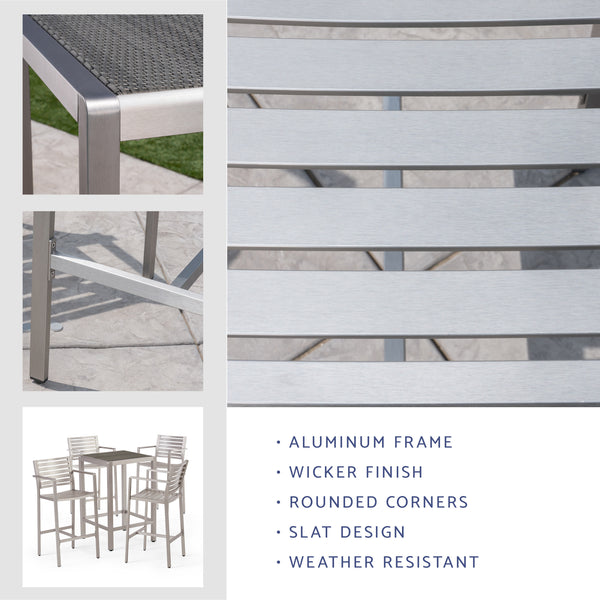 Gdf Studio Outdoor Aluminum 5 Piece Bar Set