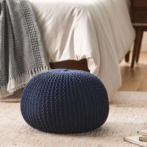 Gdf Studio Patty Traditional Knitted Cotton Pouf