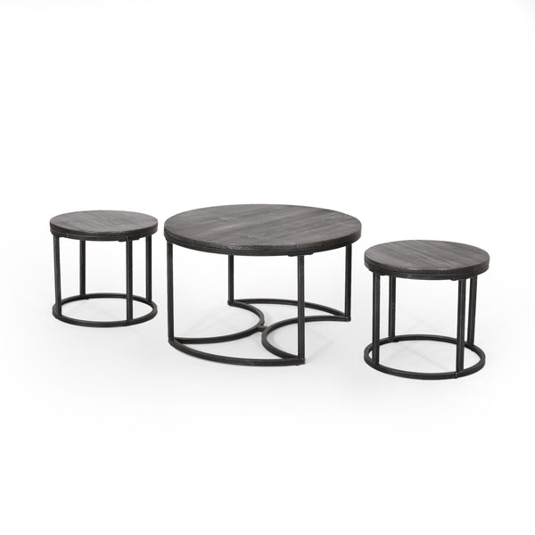 Gdf Studio Pia Modern Industrial Coffee Table Set
