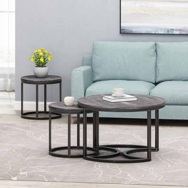 Gdf Studio Pia Modern Industrial Coffee Table Set