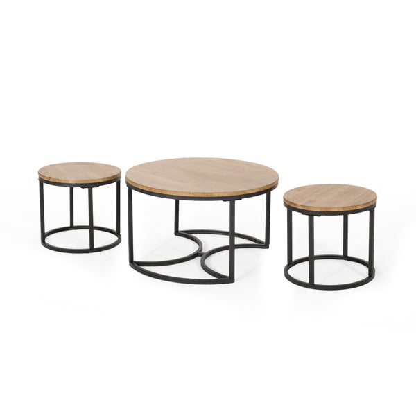 gdf studio Pia Modern Industrial Coffee Table Set