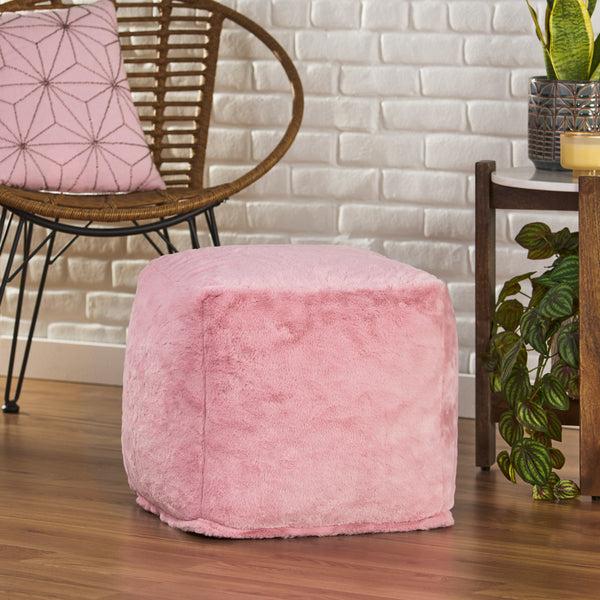 gdf studio Pickerel Modern Glam Faux Fur Cube Pouf