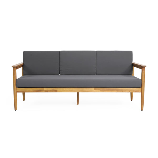 Gdf Studio Plumb Outdoor Acacia Wood 3 Seater Sofa