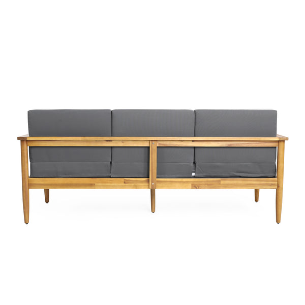 Gdf Studio Plumb Outdoor Acacia Wood 3 Seater Sofa