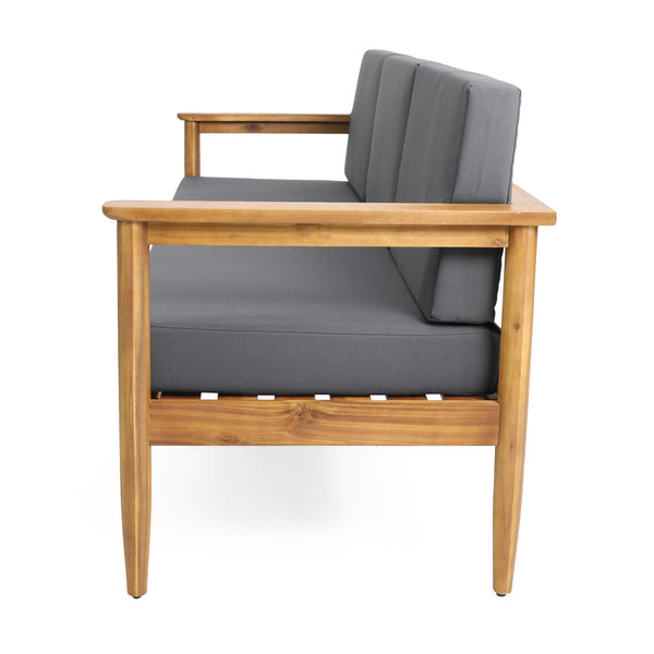 Gdf Studio Plumb Outdoor Acacia Wood 3 Seater Sofa