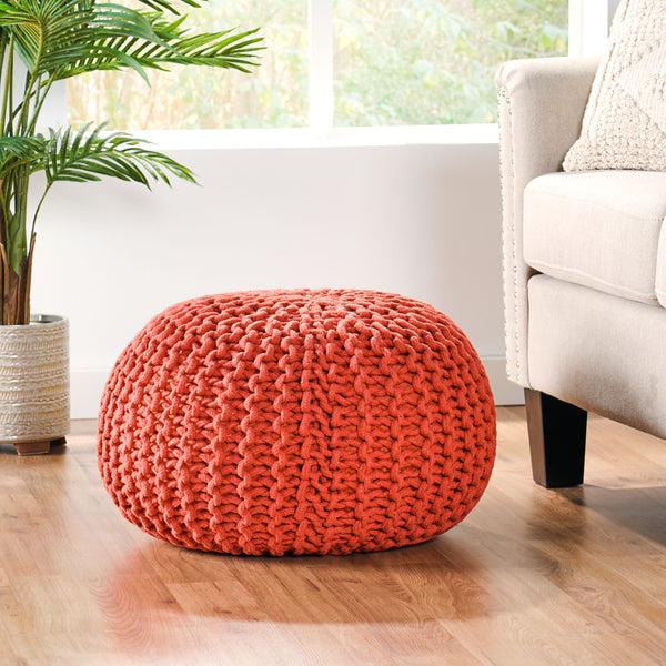 Gdf Studio Poona Hand Knitted Artisan Pouf