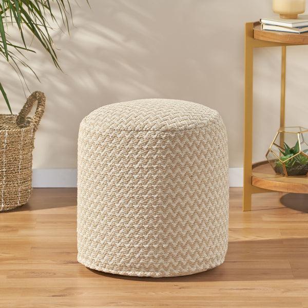 Gdf Studio Quincee Boho Fabric Cylinder Pouf