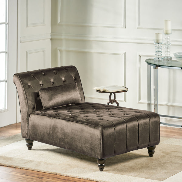 Gdf Studio Rafaela Tufted Velvet Chaise Lounge