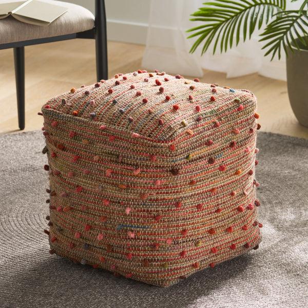 Gdf Studio Rainy Boho Jute And Cotton Pouf