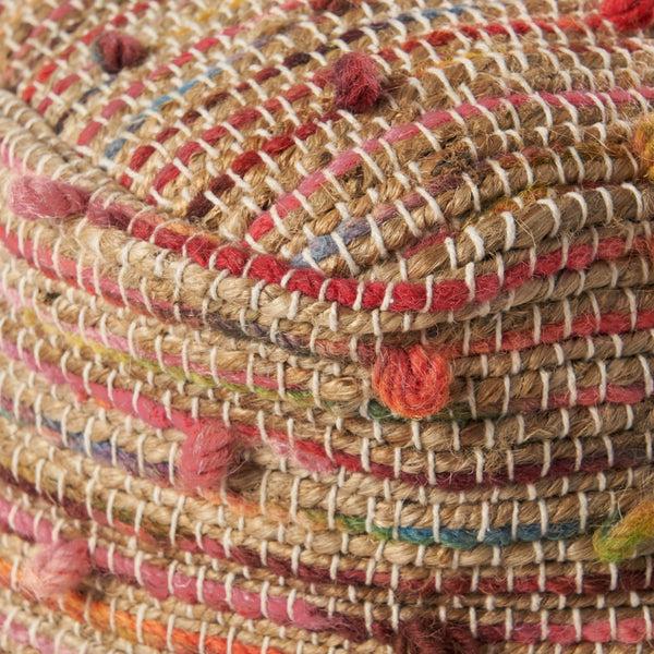 Gdf Studio Rainy Boho Jute And Cotton Pouf