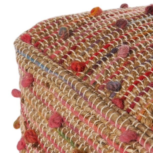 Gdf Studio Rainy Boho Jute And Cotton Pouf