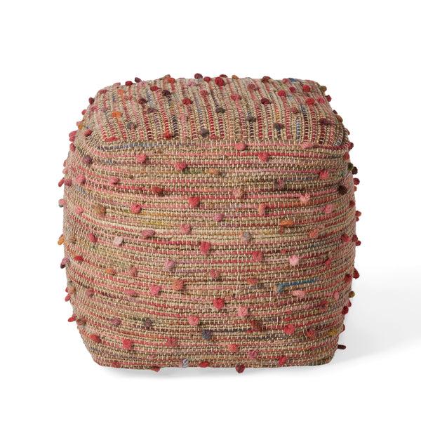 gdf studio Rainy Boho Jute and Cotton Pouf