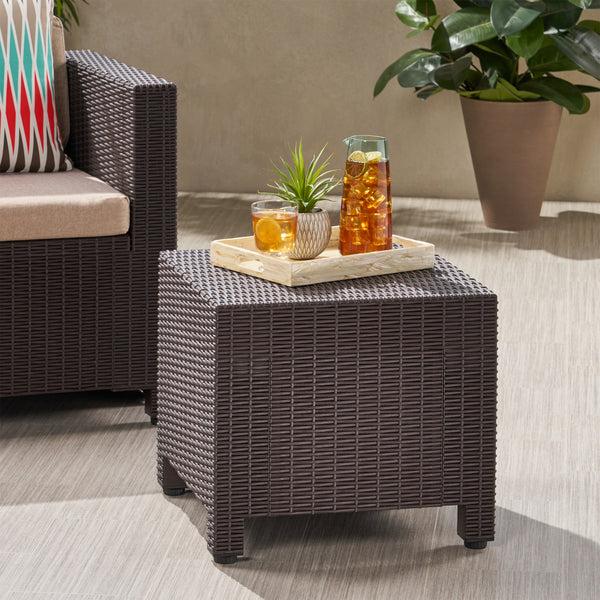 Gdf Studio Riley Outdoor Wicker Print Side Table