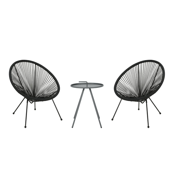 Gdf Studio Samantha Outdoor Woven 3 Piece Chat Set