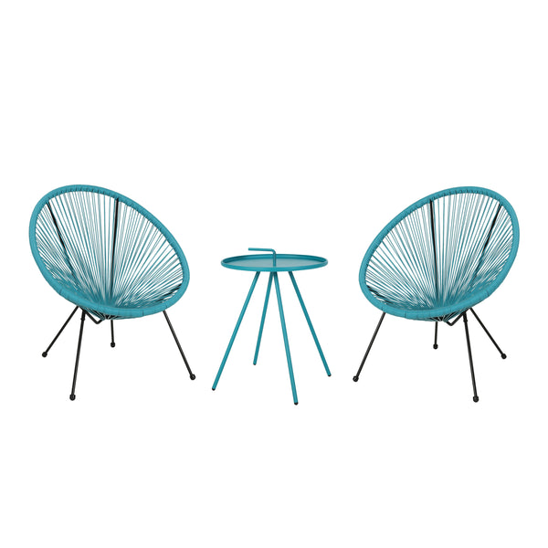 gdf studio Samantha Outdoor Woven 3 Piece Chat Set