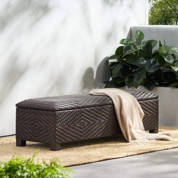 Gdf Studio Santa Cruz Brown Wicker Storage Ottoman