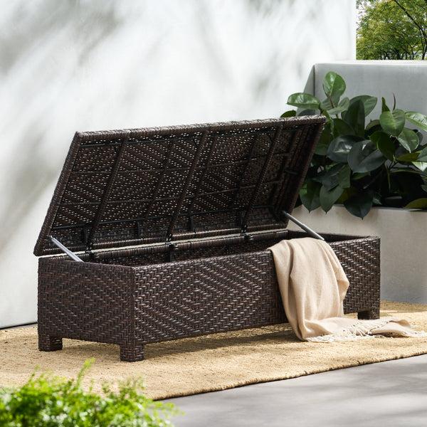 Gdf Studio Santa Cruz Brown Wicker Storage Ottoman