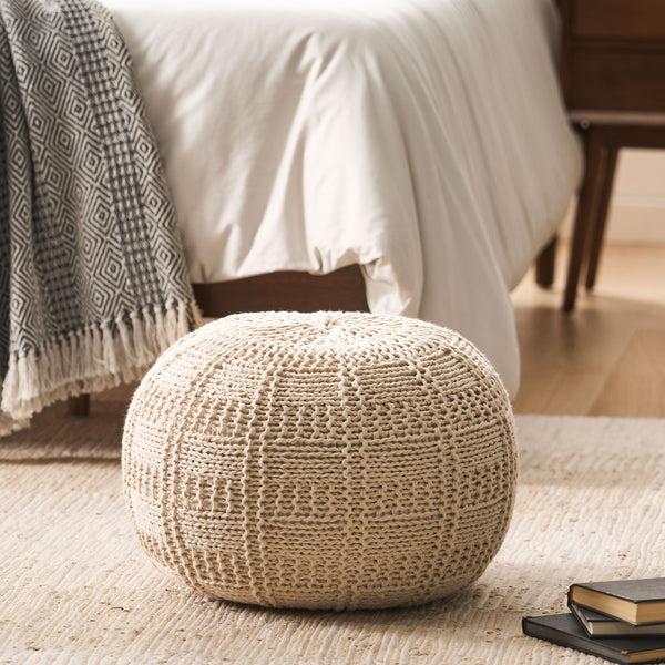 Gdf Studio Sardis Modern Knitted Cotton Round Pouf