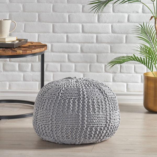gdf studio Sardis Modern Knitted Cotton Round Pouf