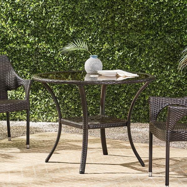 Gdf Studio Selander Multibrown Wicker Glass Table