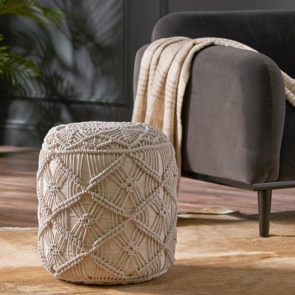 Gdf Studio Shashwat Macrame Cube Pouf